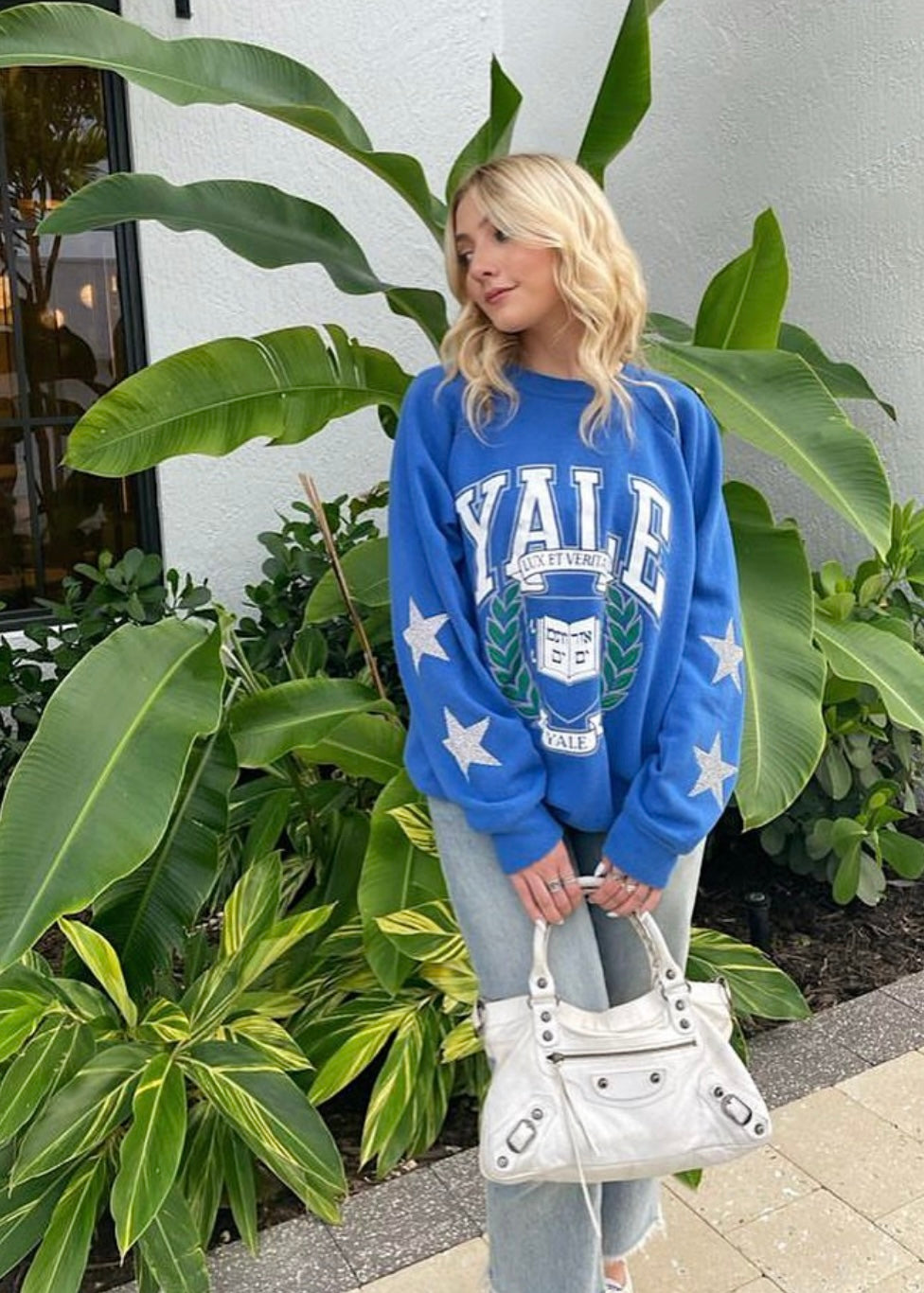 Yale University, One of a KIND Vintage Sweatshirt with Crystal Star Design.