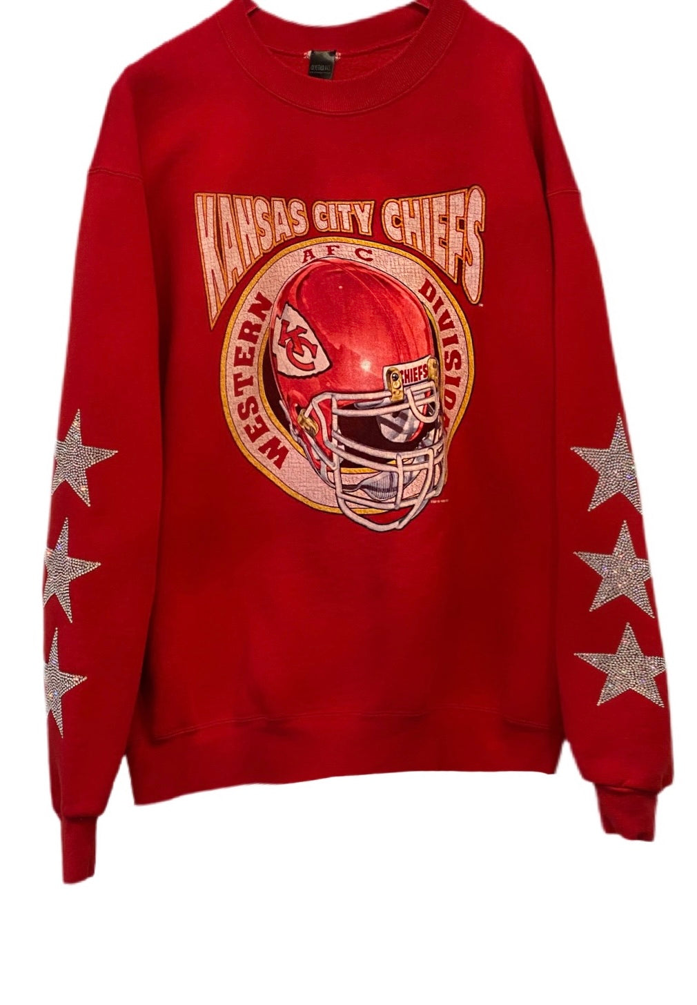 Kansas City Chiefs, NFL One of a KIND Vintage Sweatshirt with Three Crystal Star Design