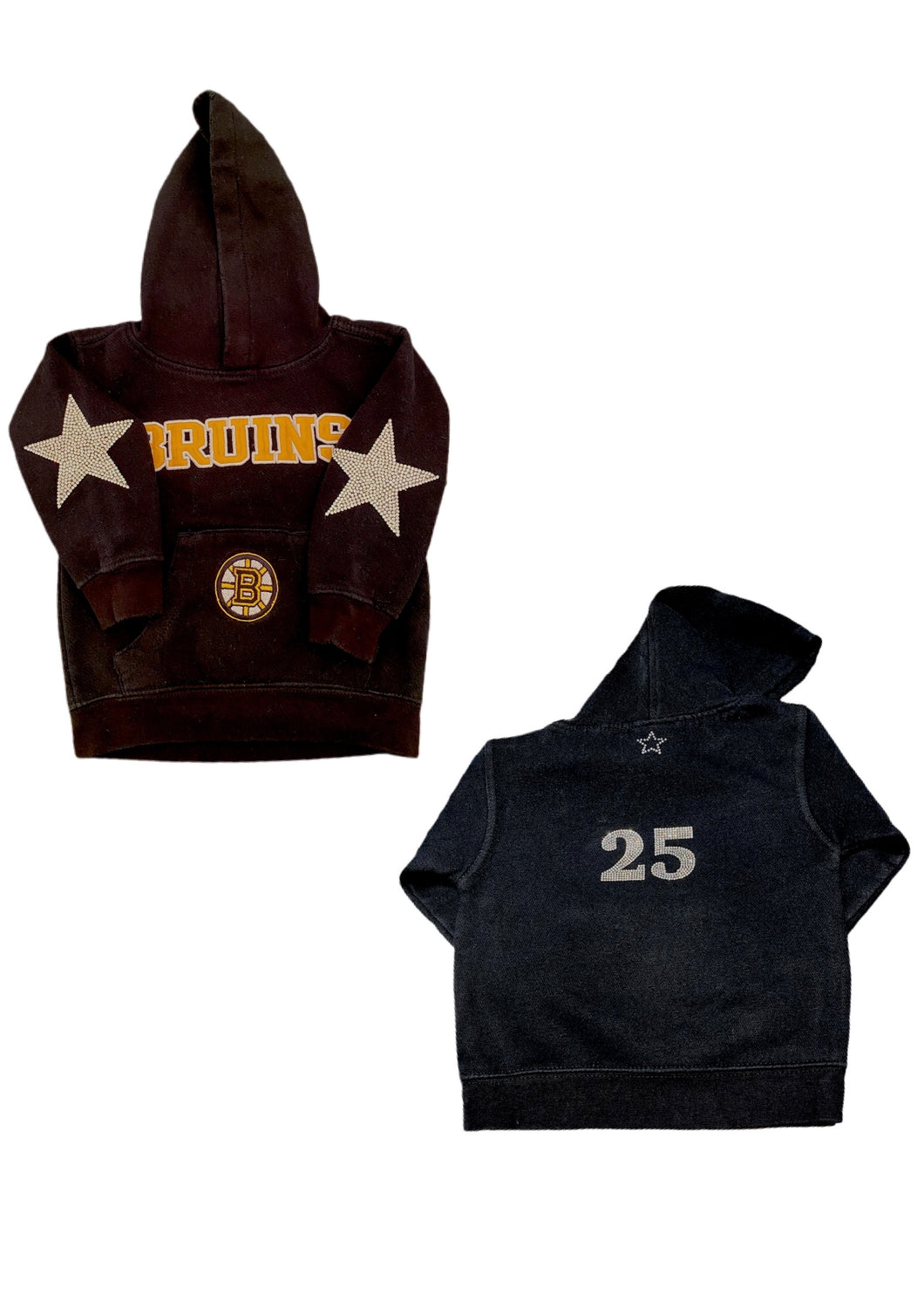 Boston Bruins, NHL One of a KIND Mommy & Me Hoodie with Crystal Stars Design with Custom Crystal Number