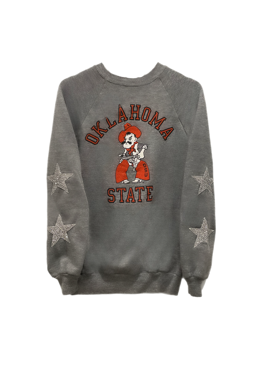 Oklahoma State University, One of a KIND Vintage Sweatshirt with Crystal Star Design.