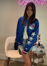 Load image into Gallery viewer, New York Rangers, NHL One of a KIND Vintage Starter Bomber Jacket with Three Crystal Star Design
