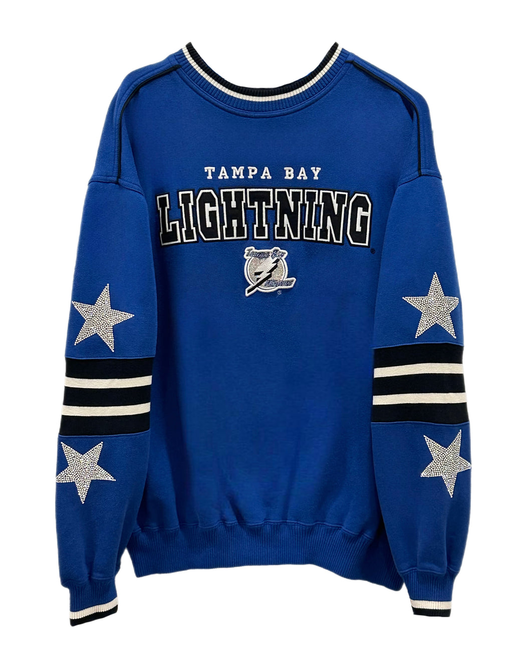 Tampa Bay Lightning, NHL One of a KIND Vintage Sweatshirt with Crystal Star Design, Custom Crystal Name & Number