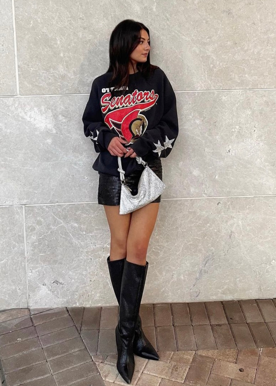 Ottawa Senators, NHL One of a KIND Vintage Sweatshirt with Crystal Stars Design