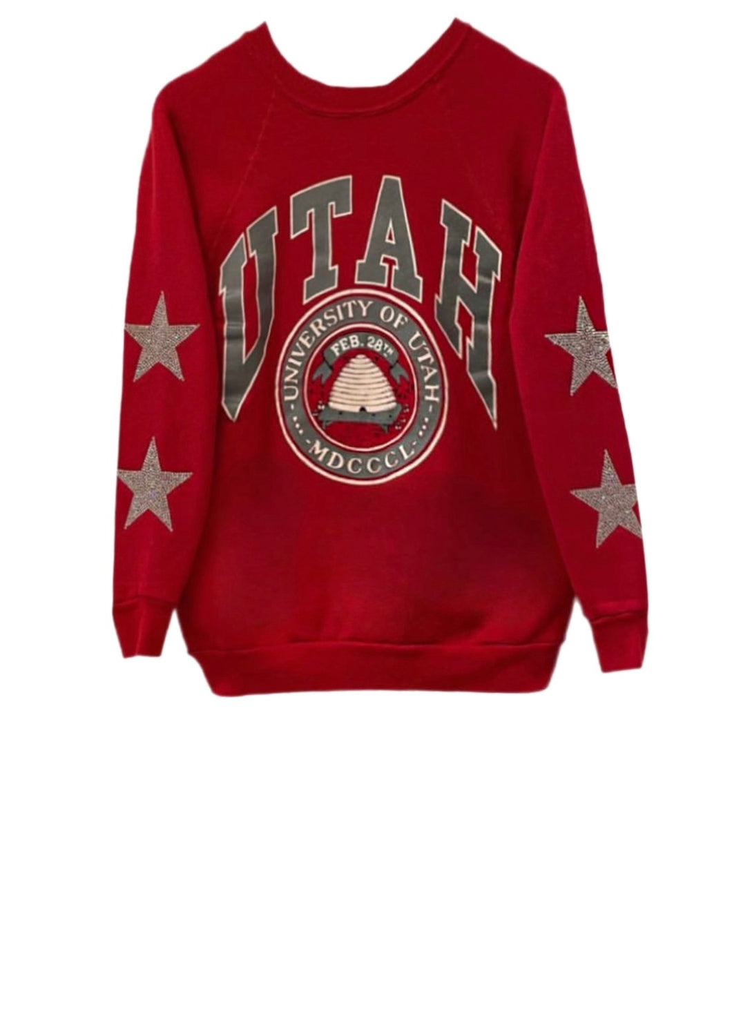 University of Utah, One of a KIND Vintage Sweatshirt with Crystal Star Design