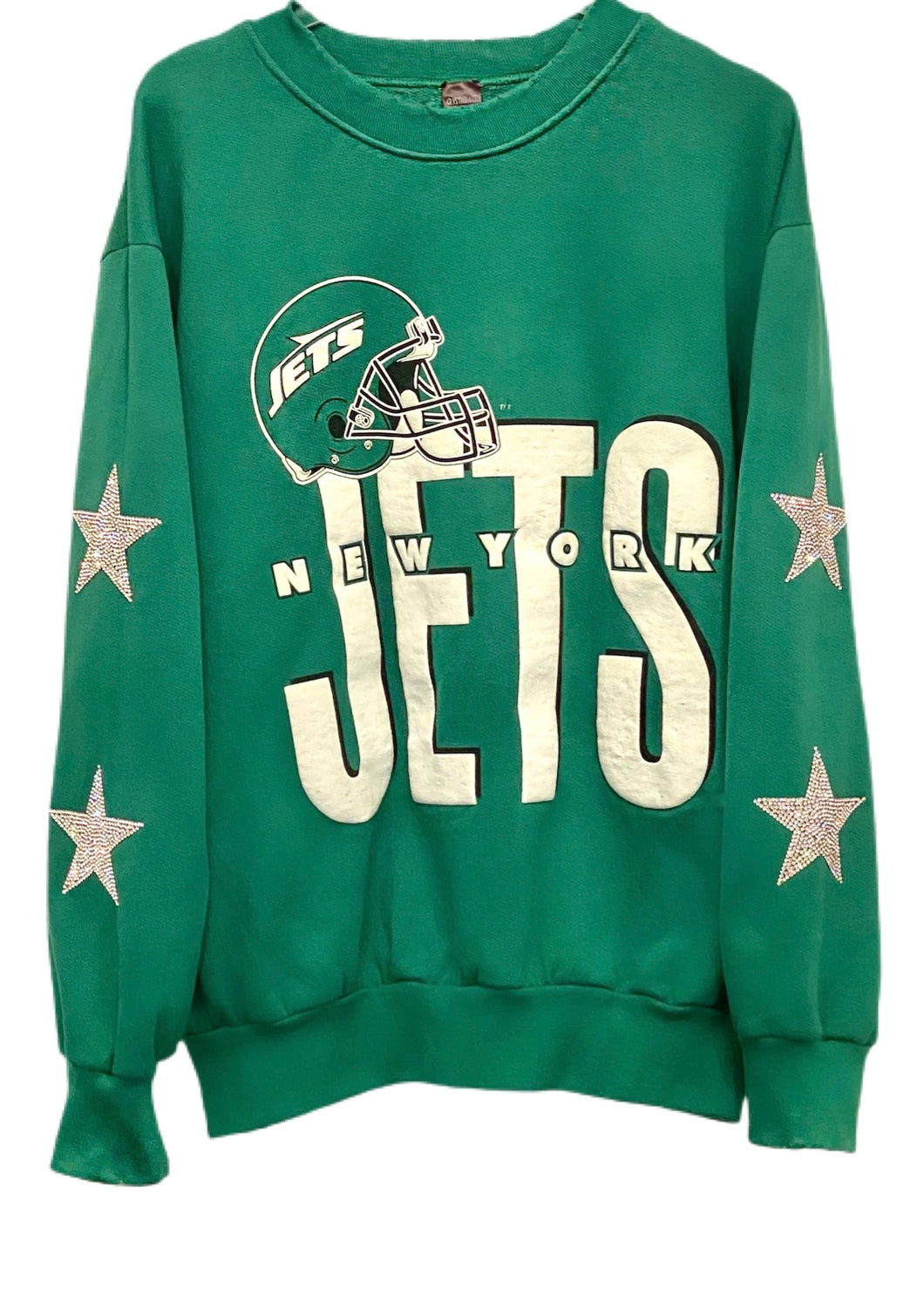 NY Jets, NFL One of a KIND Vintage Sweatshirt with Crystal Star Design