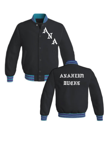 Personalized Anaheim Ducks Nhl Custom Black Green Bomber Jacket