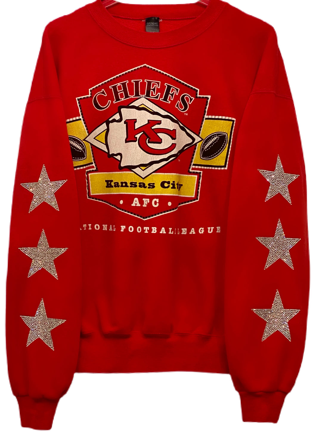Kansas City Chiefs, NFL One of a KIND Vintage Sweatshirt with Three Crystal Star Design