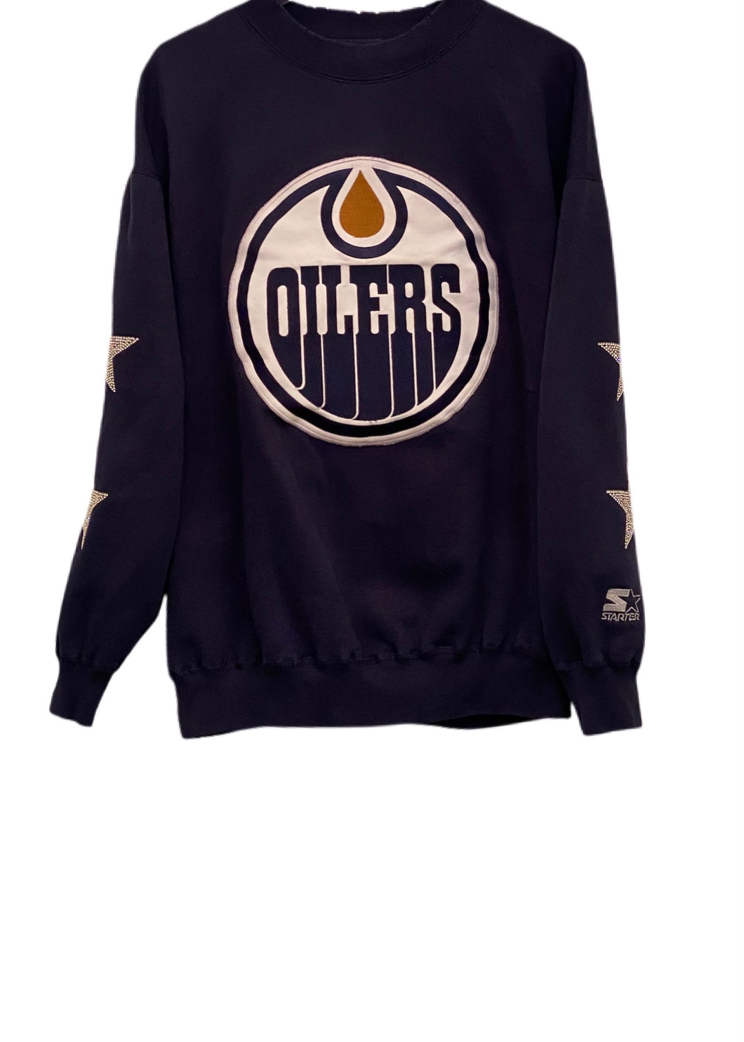 Edmonton Oilers, NHL One of a KIND Vintage Sweatshirt with Crystal Stars Design
