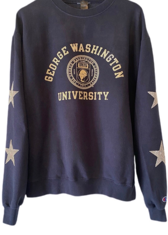 George Washington University, One of a KIND Sweatshirt with Crystal Star Design