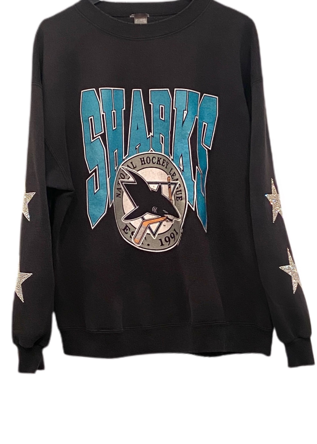 San Diego Sharks, NHL One of a KIND Vintage Sweatshirt with Crystal Star Design