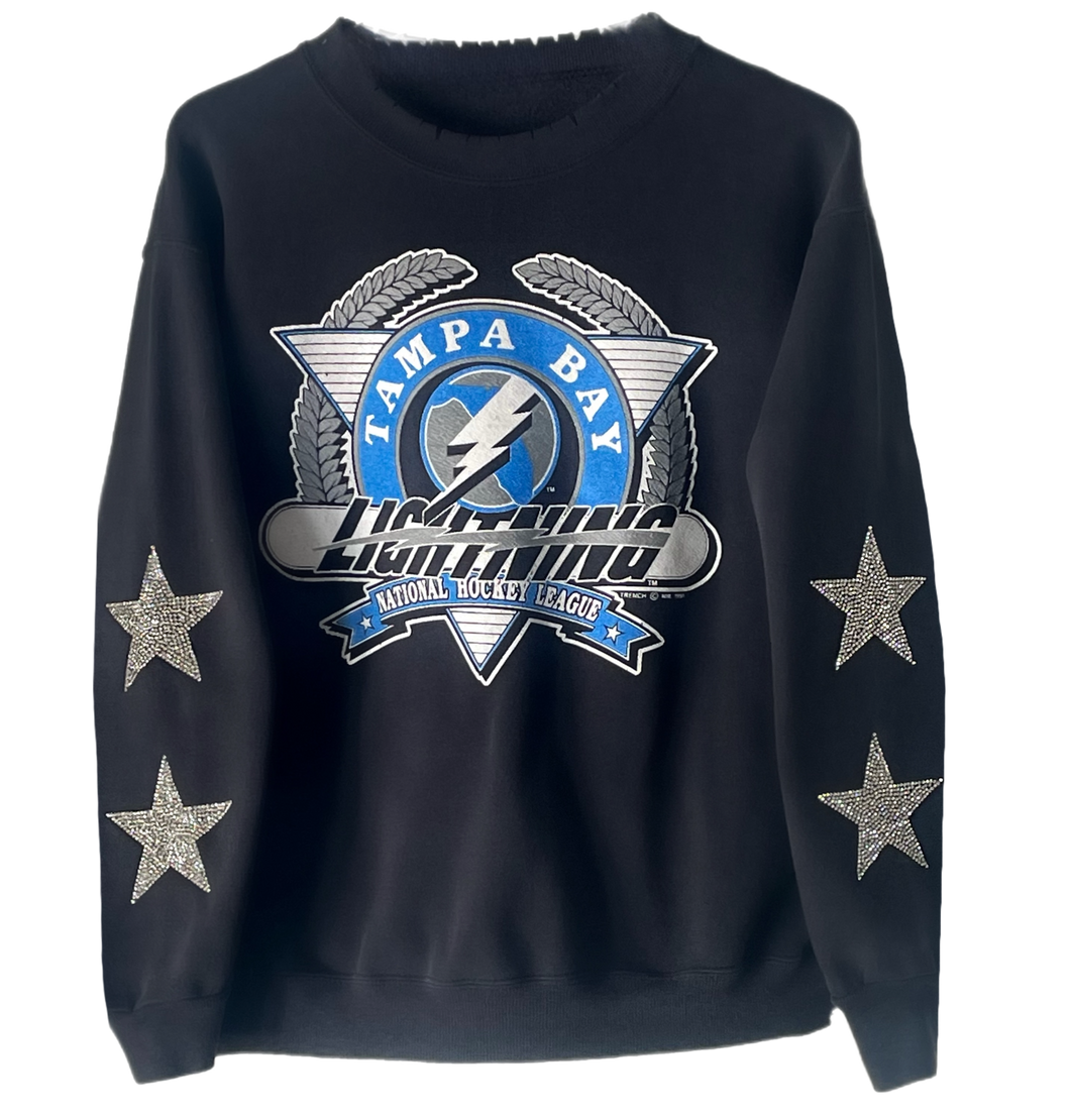 Tampa Bay Lightning, NHL One of a KIND Vintage “Rare Fine” Sweatshirt with Crystal Star Design