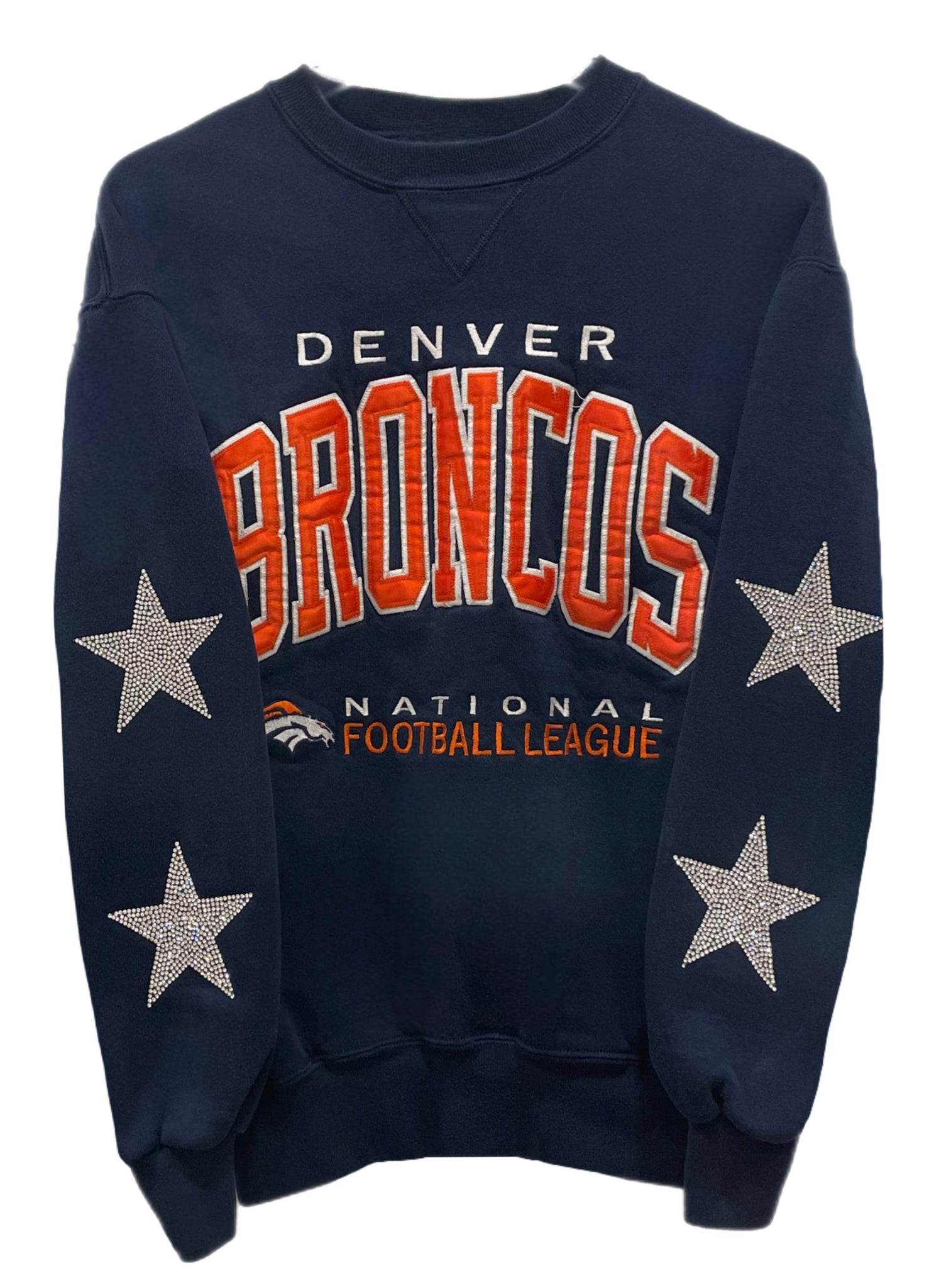 Denver Broncos, NFL One of a KIND Vintage “Rare Find” Sweatshirt with  Crystal Star Design