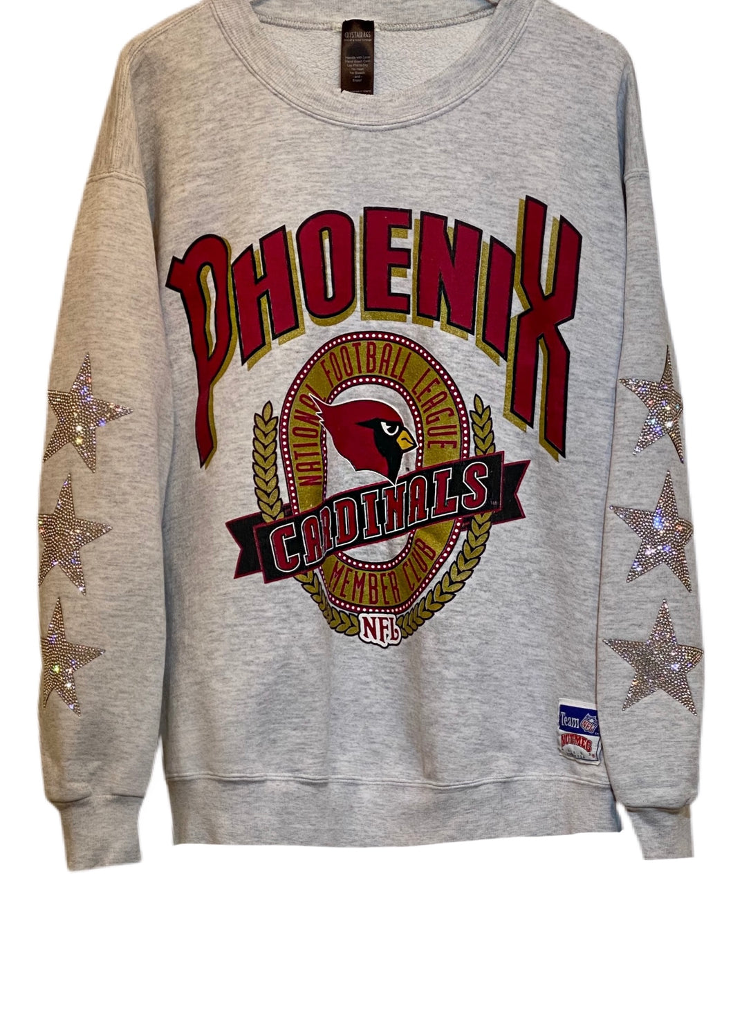 Arizona / Phoenix Cardinals, NFL One of a KIND “Rare Find” Vintage Sweatshirt with Three Crystal Star Design