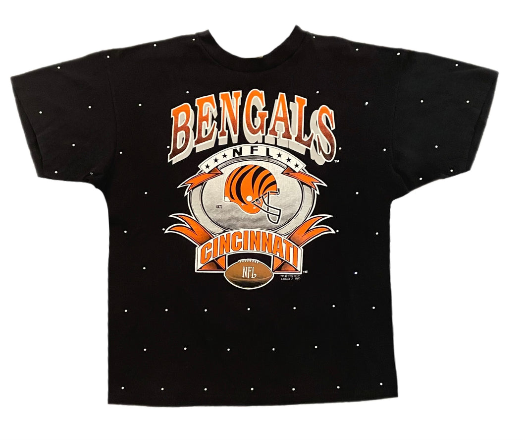 Cincinnati Bengals, NFL One of a KIND Tee with All Over Crystal Design