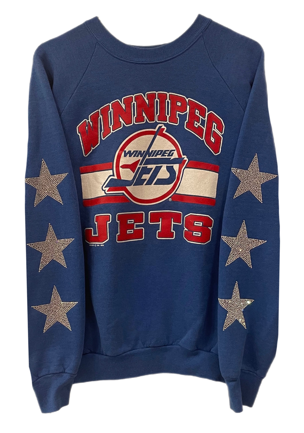 Winnipeg Jets, NHL “Rare Find” One of a KIND Vintage Sweatshirt with Three Crystal Star Design