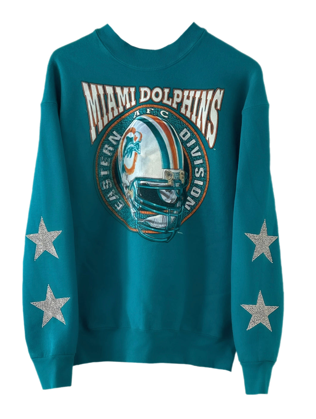 Miami Dolphins, NFL One of a KIND Vintage Sweatshirt with Crystal Star Design.