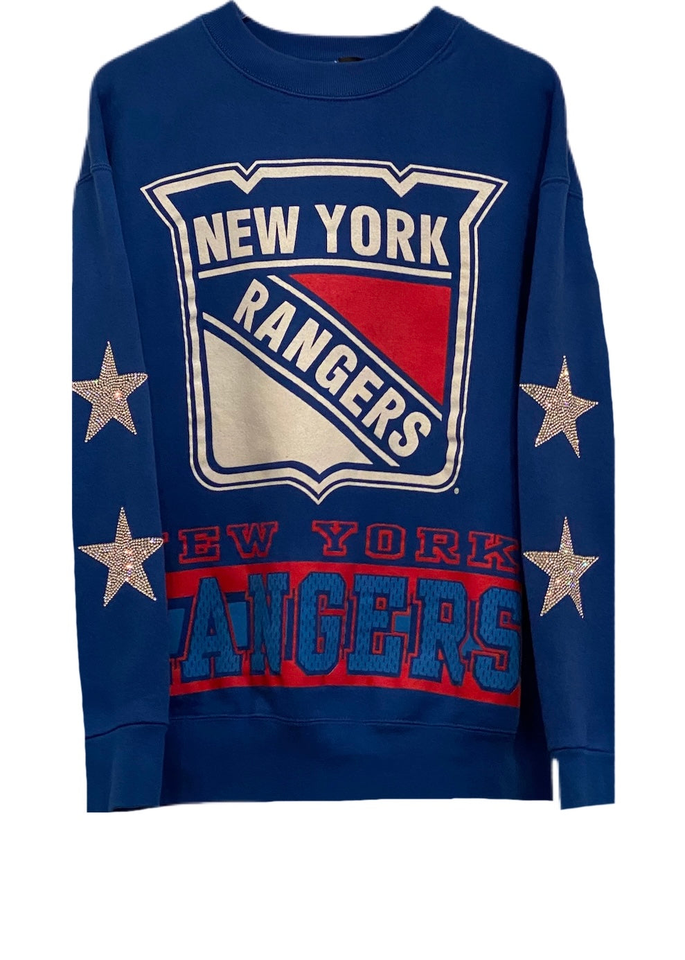 New York Rangers, NHL One of a KIND Vintage Sweatshirt with Crystal Stars Design