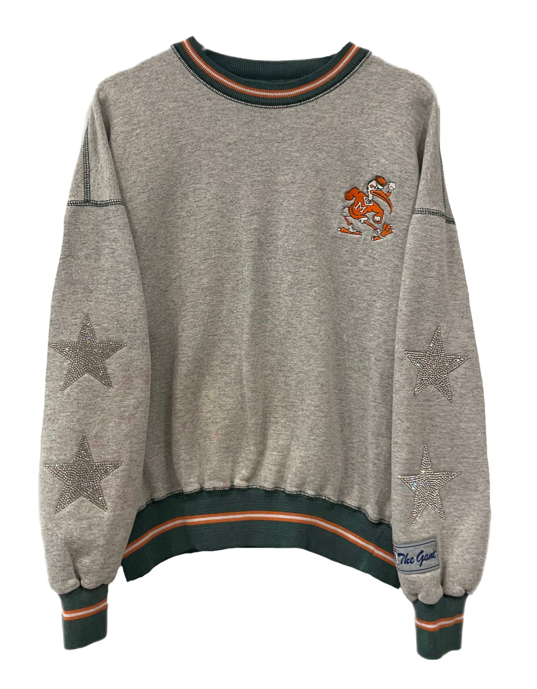 University of Miami, One of a KIND Vintage Miami Hurricanes Sweatshirt with Crystal Star Design