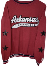 Load image into Gallery viewer, University of Arkansas, One of a KIND Vintage Razorback Sweatshirt with Black Crystal Stars
