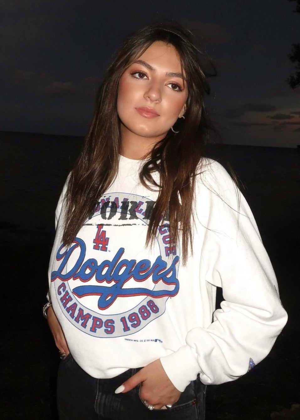LA Dodgers, MLB One of a KIND Vintage Sweatshirt with Crystal Star Design