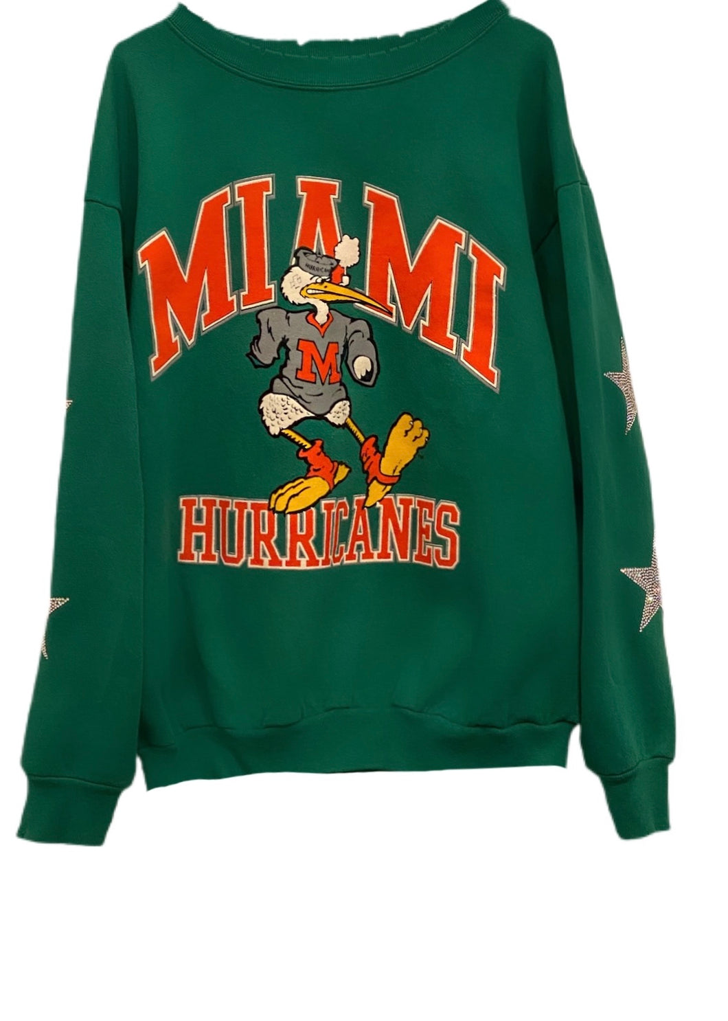 University of Miami, One of a KIND Vintage UM Sweatshirt with Crystal Star Design