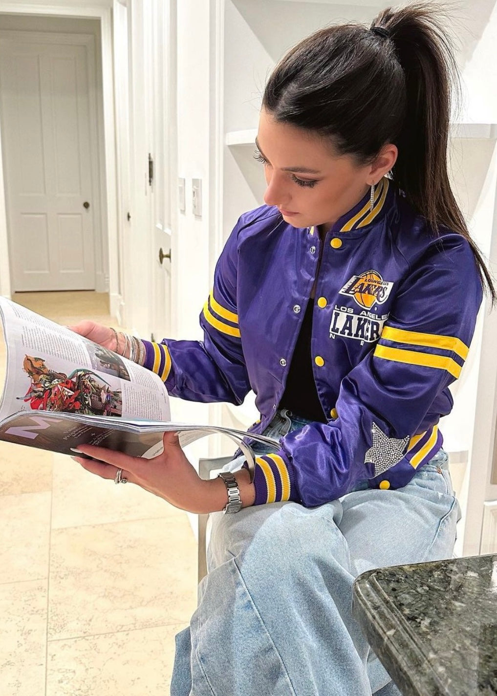 Los Angeles Lakers, NBA One of a KIND Vintage Jacket with Crystal Star Design