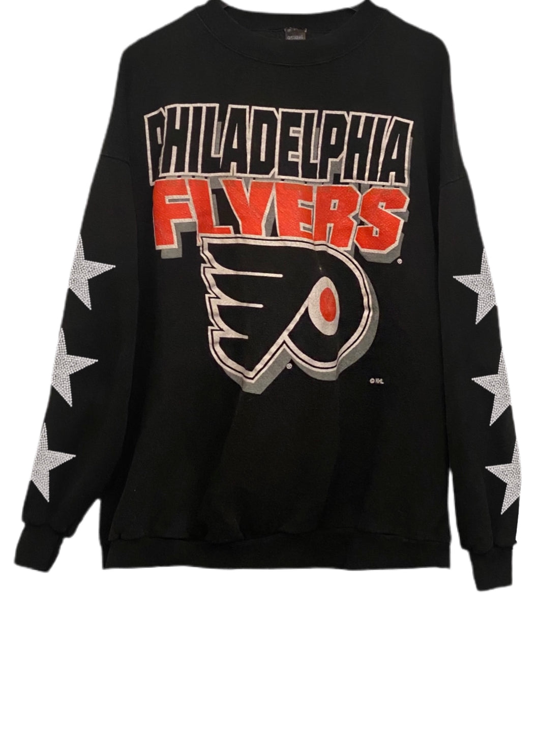 Philadelphia Flyers, NHL One of a KIND Vintage Sweatshirt with Three Crystal Star Design