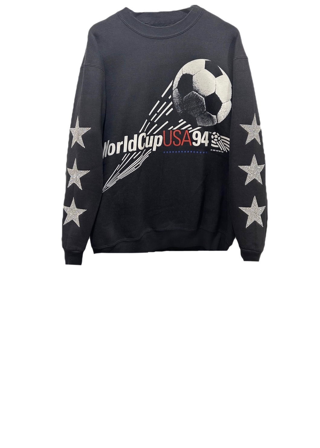 Soccer Futbol World Cup , MLS One of a KIND Vintage USA Team, 1994 Sweatshirt with Three Crystal Star Design
