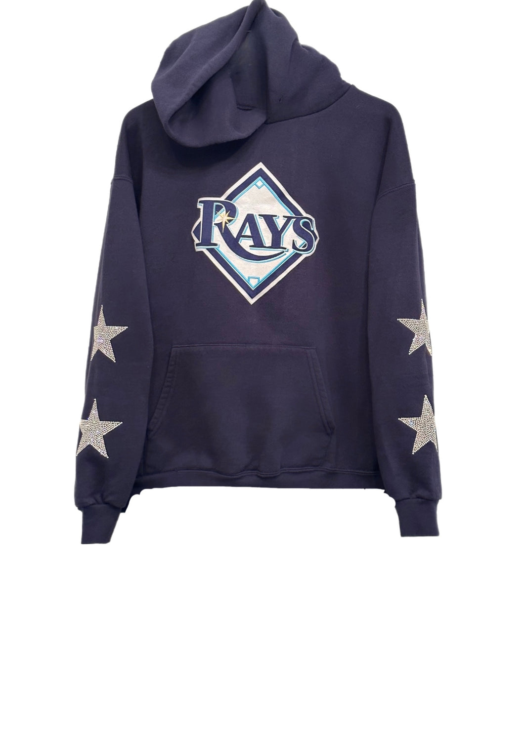 Tampa Bay Ray’s, MLB One of a KIND Vintage Hoodie with Crystal Star Design