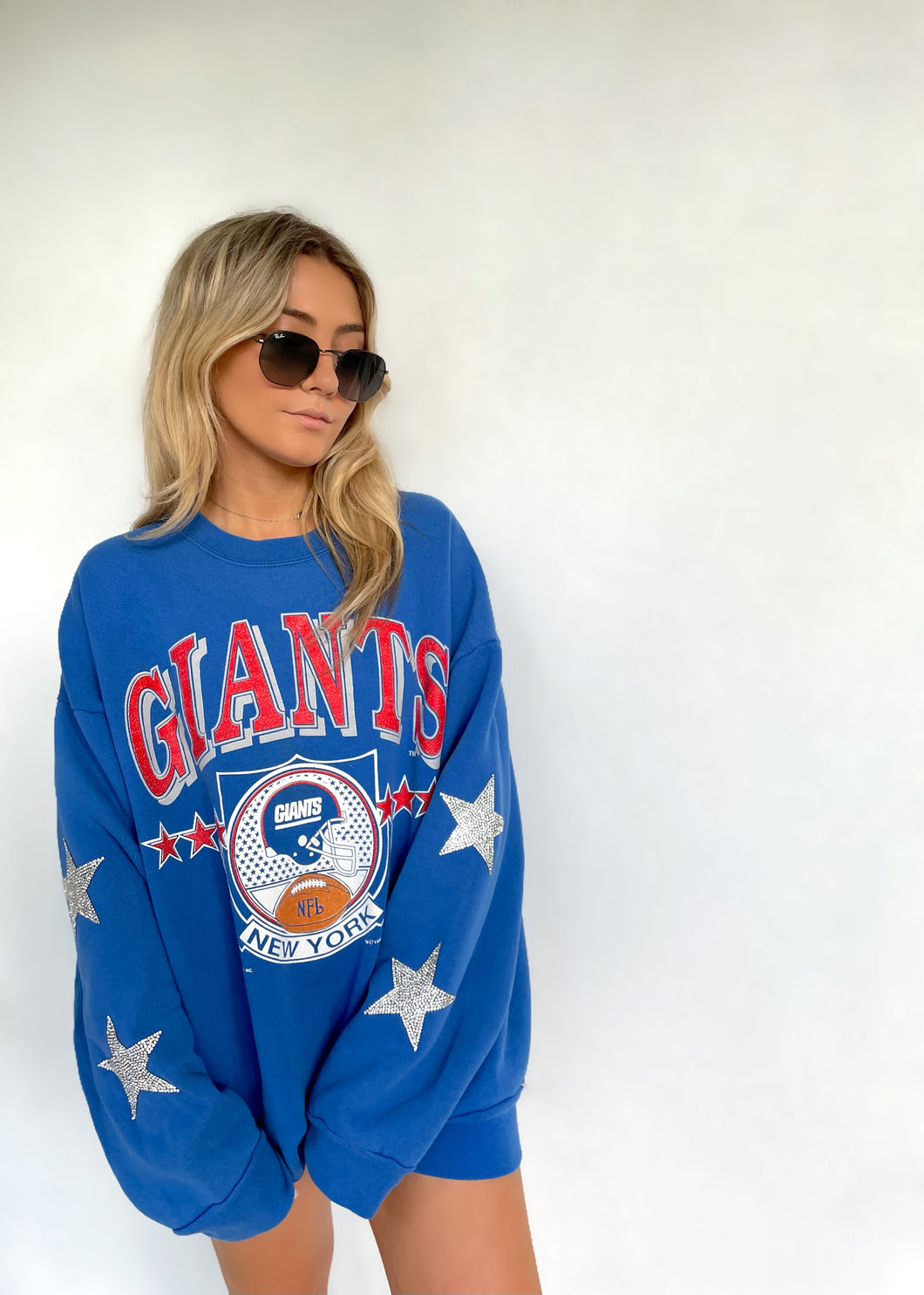NY Giants, NFL One of a KIND Vintage Sweatshirt with Crystal Star Design