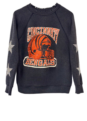 Cincinnati Bengals, NFL One of a KIND Vintage Sweatshirt with Crystal Star  Design + Custom Crystal Name + #