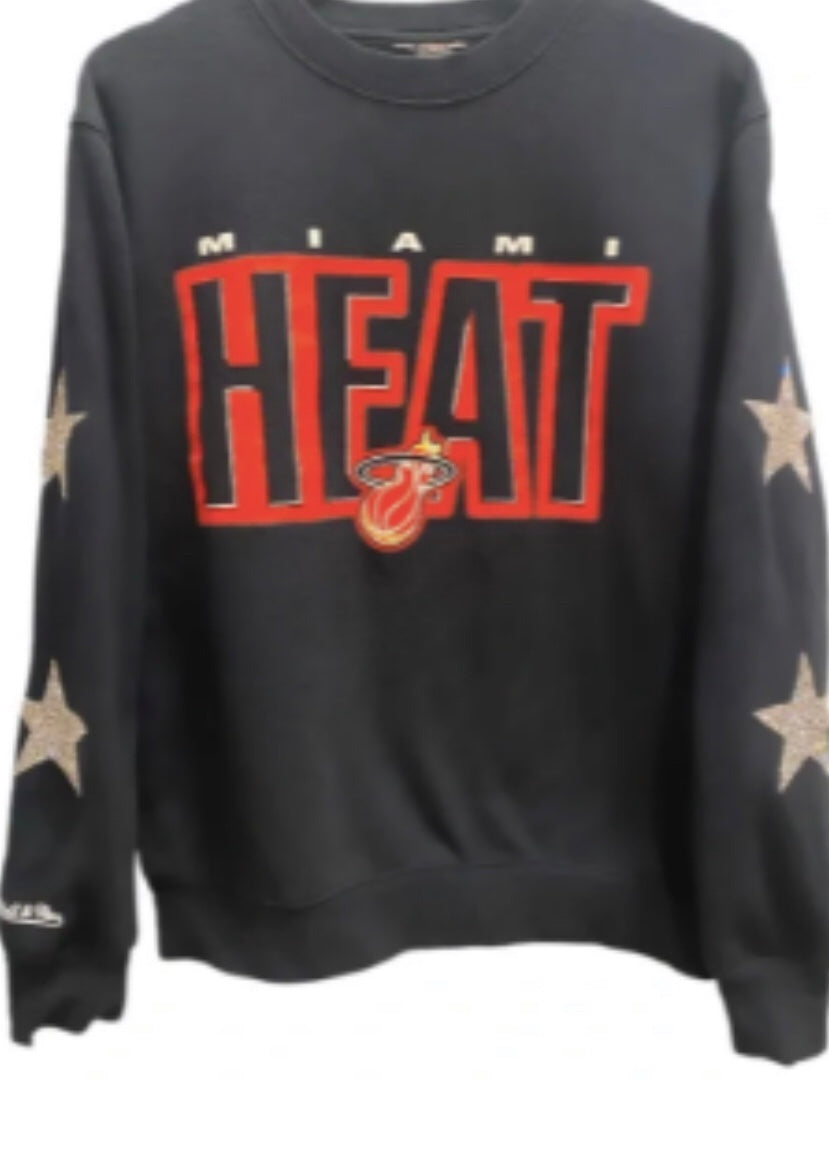 Miami Heat, NBA One of a KIND Vintage Sweatshirt with Crystal Star Design