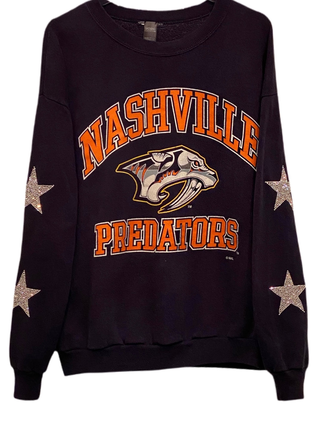 Nashville Predators, NHL One of a KIND Vintage Sweatshirt with Crystal Star Design