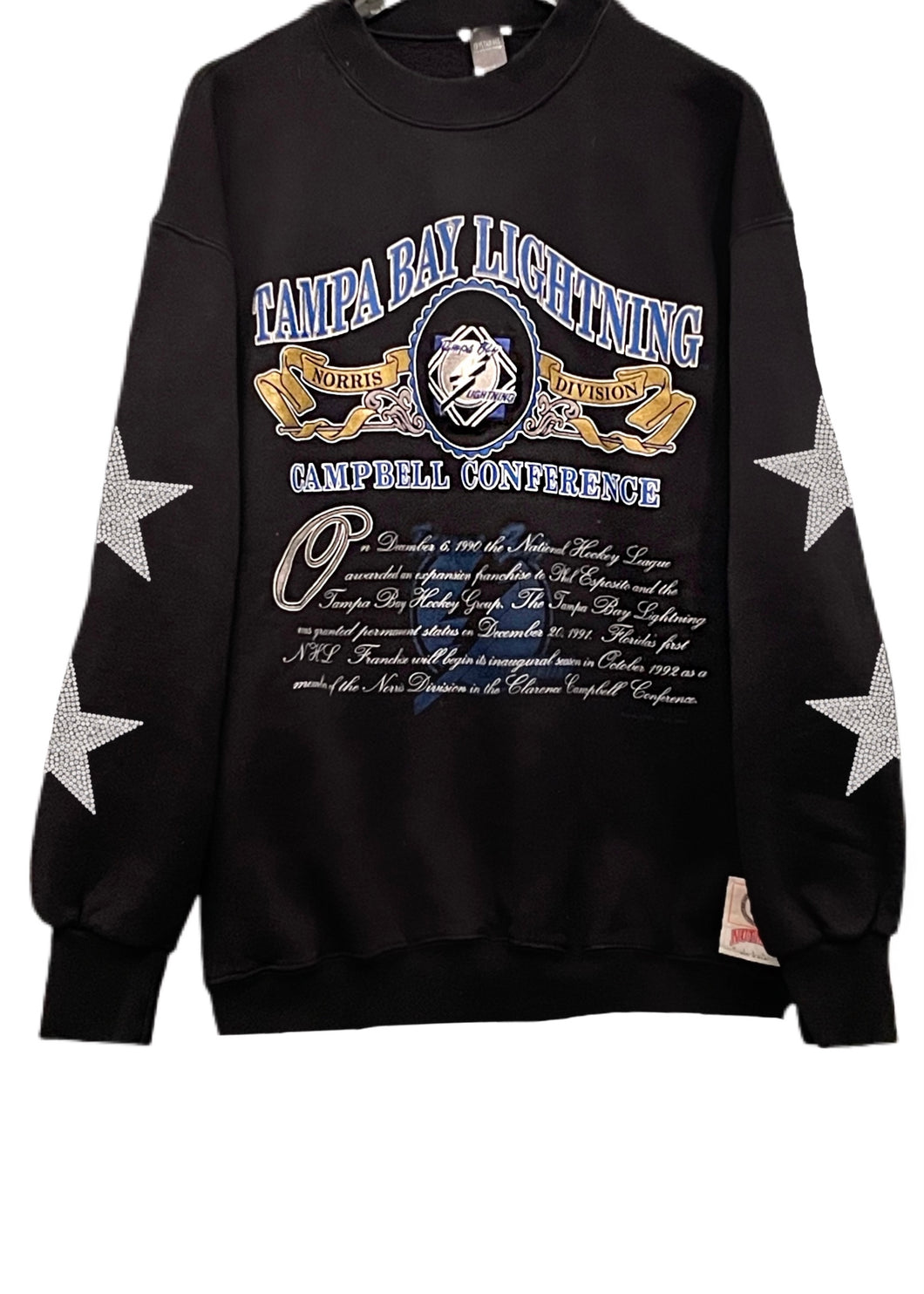Tampa Bay Lightning, NHL One of a KIND Vintage Sweatshirt with Crystal Star Design
