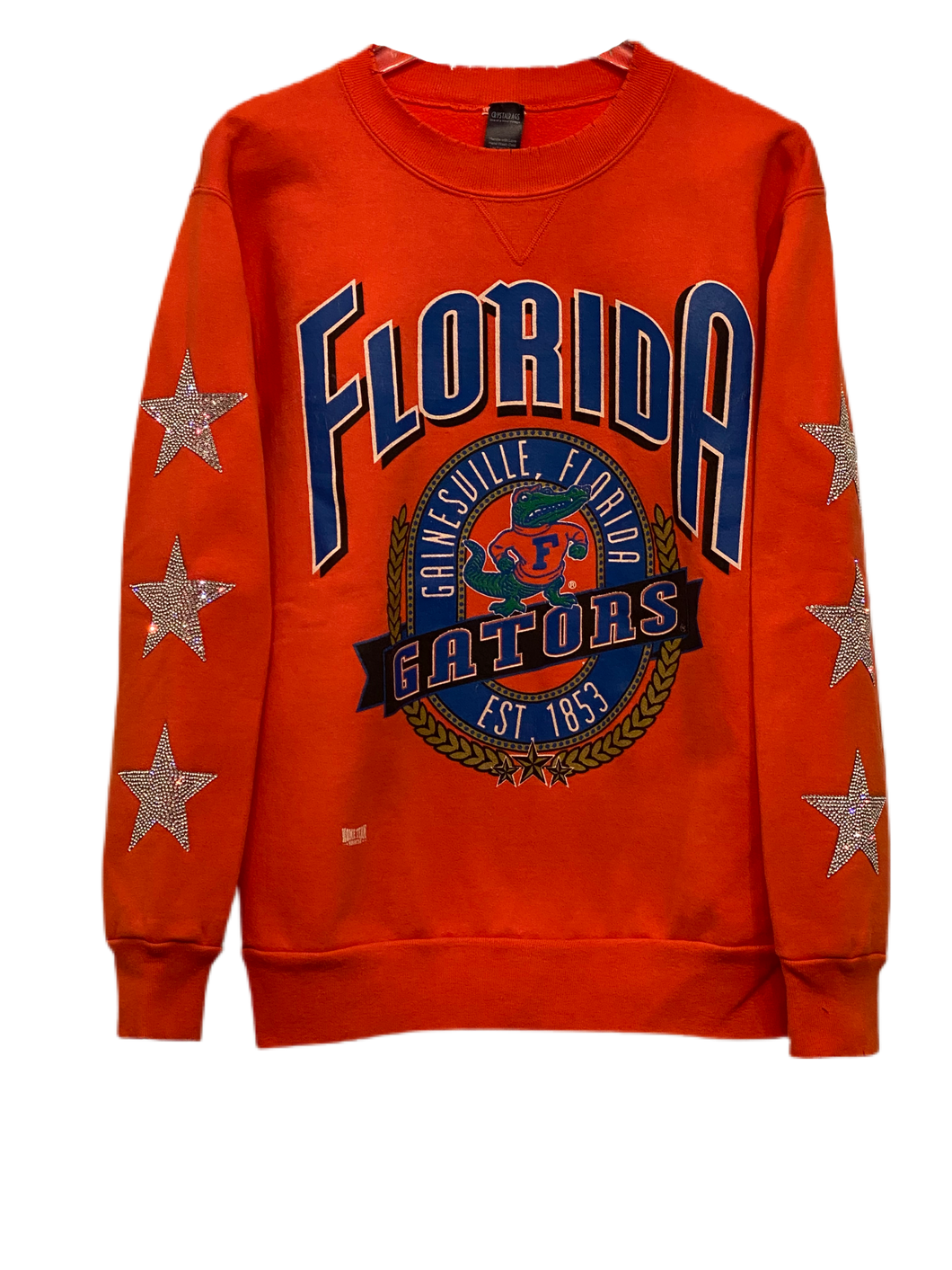 University of Florida, One of a KIND Vintage UF Gator Sweatshirt with Three Crystal Star Design