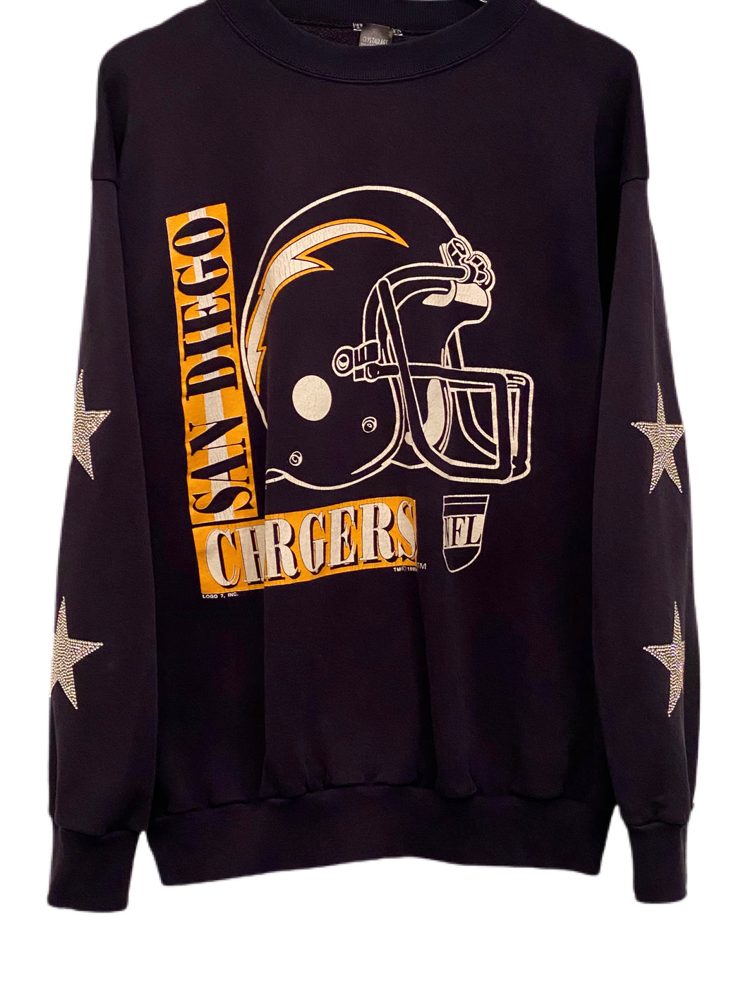 San Diego Chargers, NFL One of a KIND Vintage Sweatshirt with Crystal Star Design