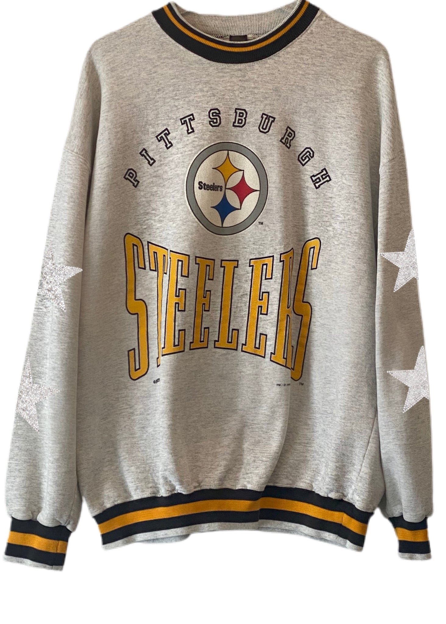 ShopCrystalRags Pittsburgh Steelers, NFL One of A Kind Vintage Sweatshirt with Crystal Star Design