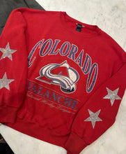 Load image into Gallery viewer, Denver Colorado Avalanche, NHL One of a KIND Vintage Sweatshirt with Crystal Star Design With Custom Name &amp; Number
