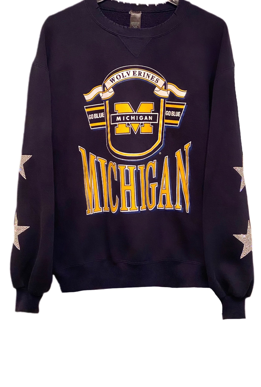 University of Michigan, One of a KIND Vintage UMich Sweatshirt with Crystal Star Design