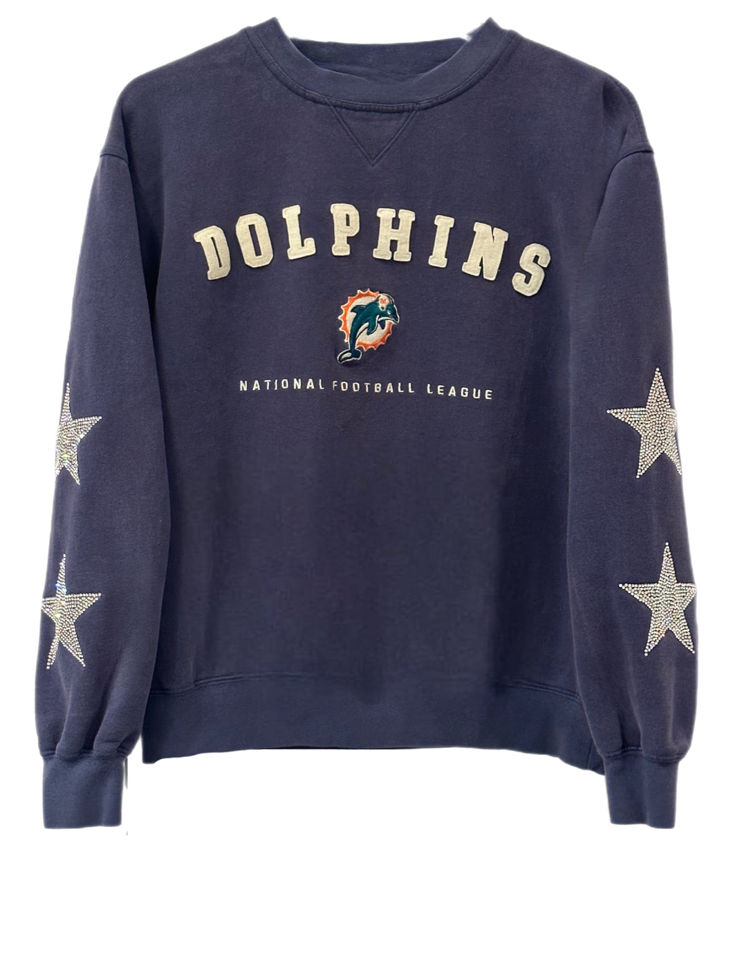 Miami Dolphins, NFL One of a KIND Vintage Sweatshirt with Crystal Star Design