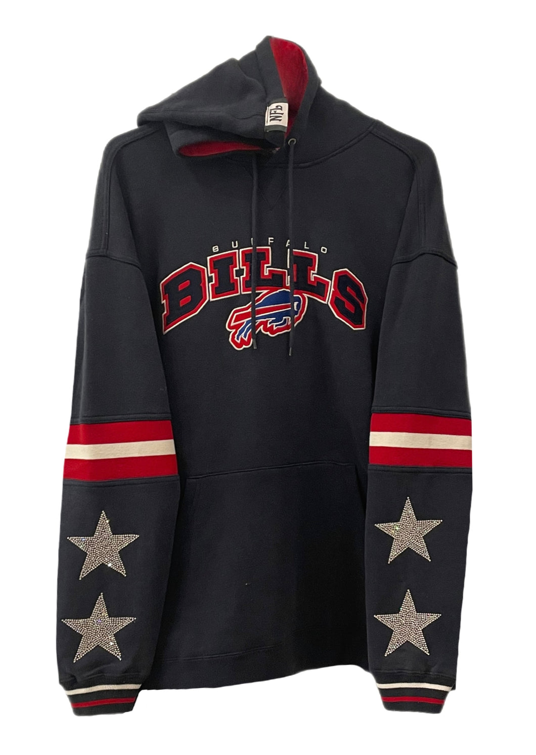 Buffalo Bills, NFL One of a KIND Vintage Hoodie with Crystal Star Design