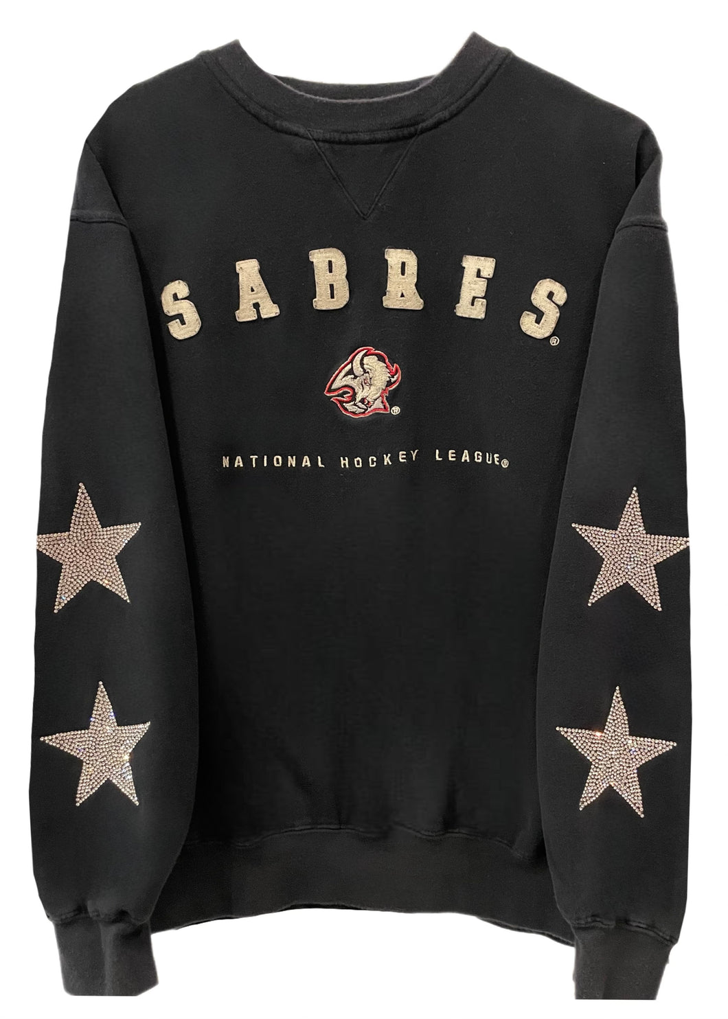 Buffalo Sabres, NHL One of a KIND Vintage Sweatshirt with Crystal Stars Design