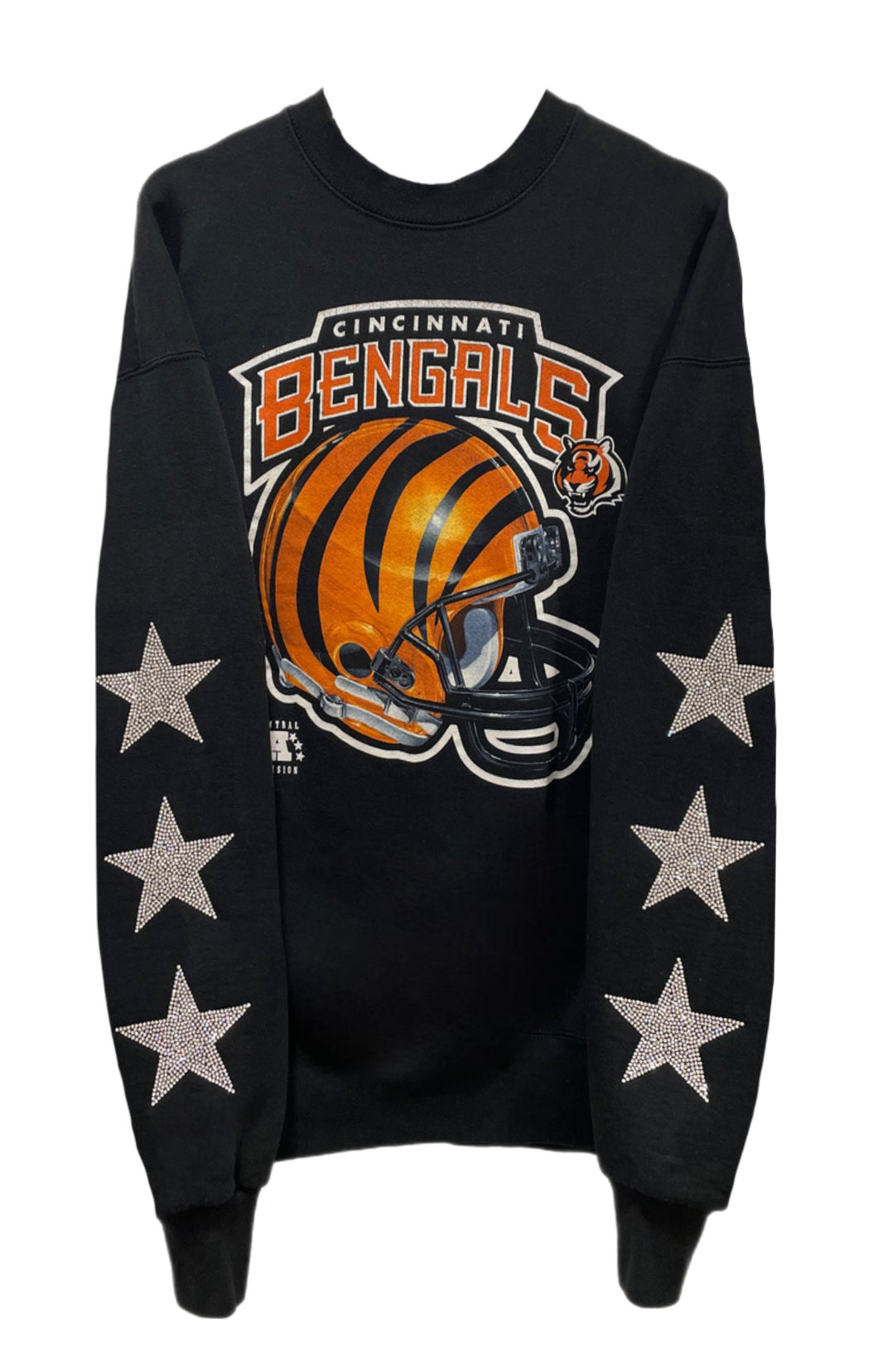 Cincinnati Bengals, NFL One of a KIND Vintage ”Rare Find”  Sweatshirt with Three Crystal Star Design