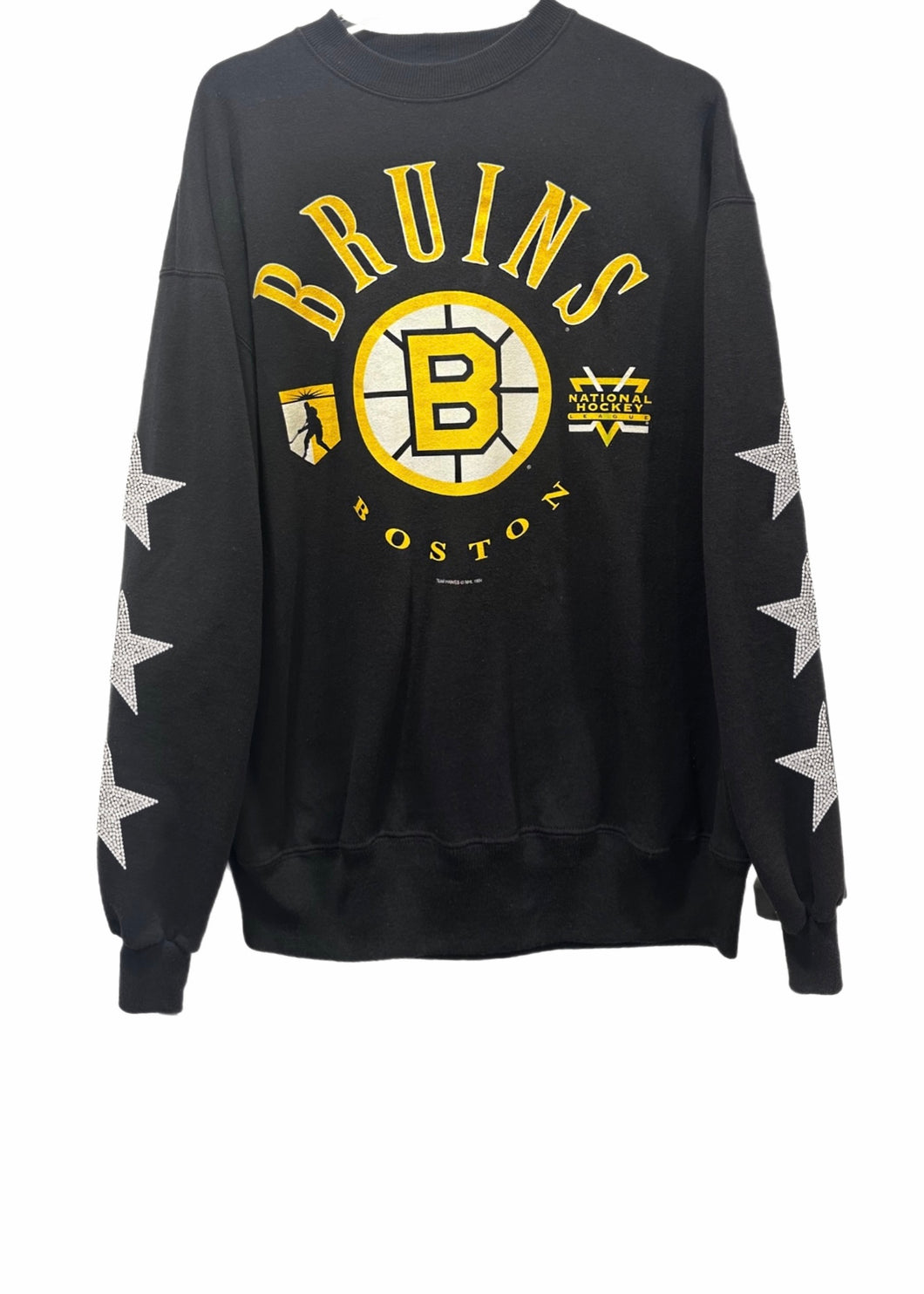 Boston Bruins, NHL One of a KIND Vintage Sweatshirt with Three Crystal Stars Design