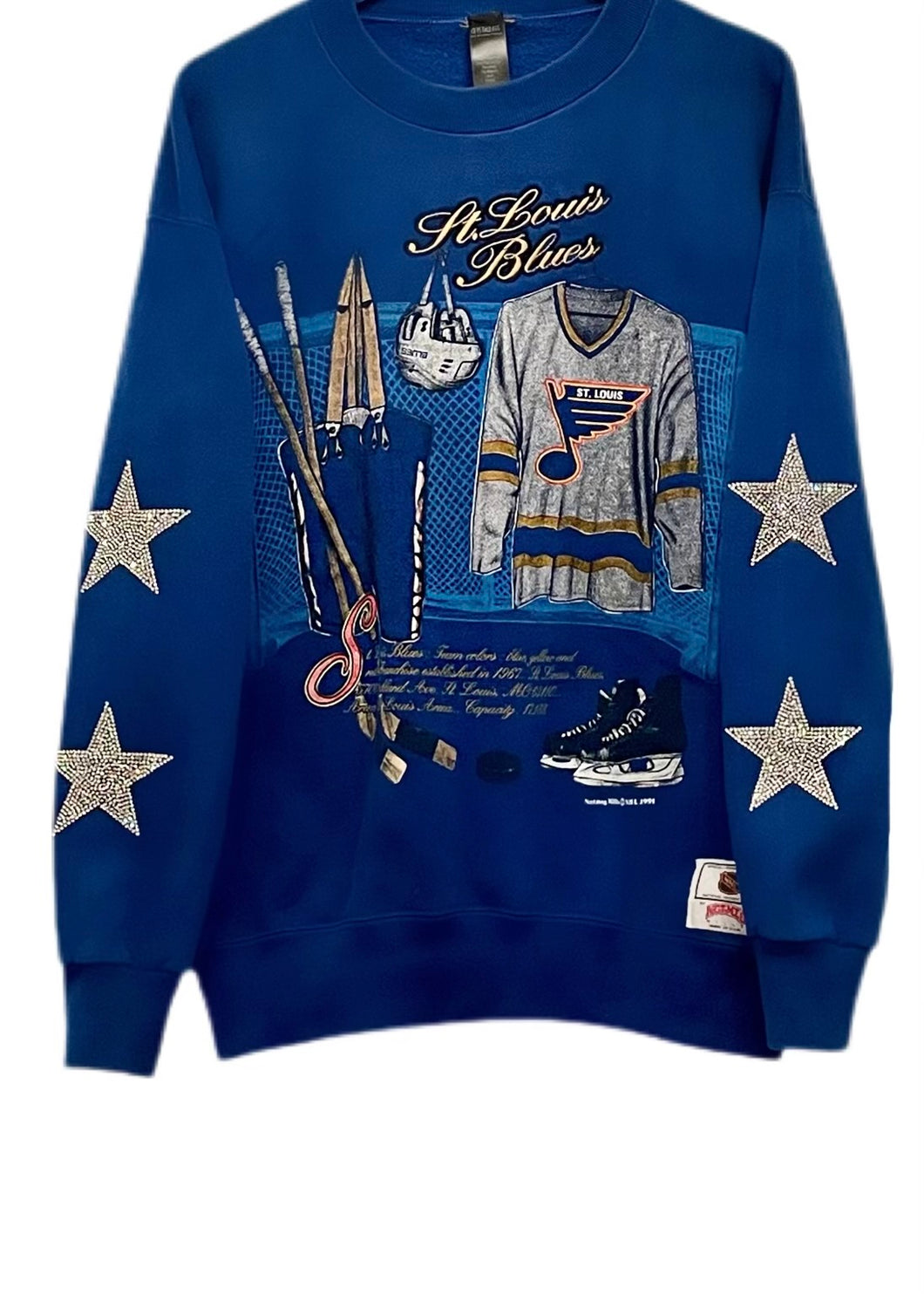St. Louis Blues, NHL One of a KIND Vintage Sweatshirt with Crystal Star Design
