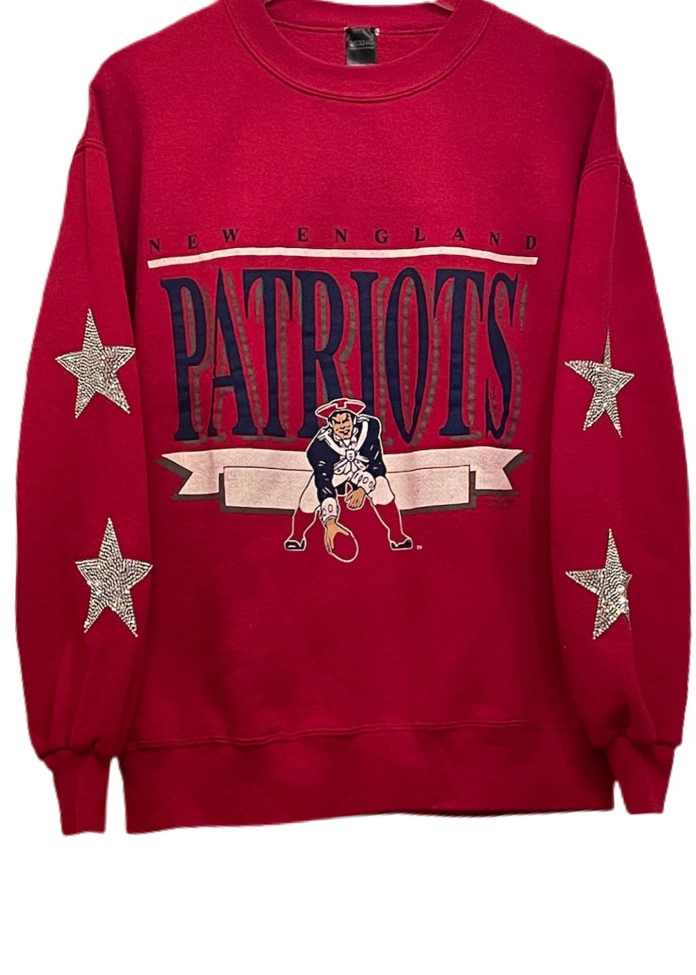 New England Patriots, NFL One of a KIND Vintage Sweatshirt with Crystal Star Design