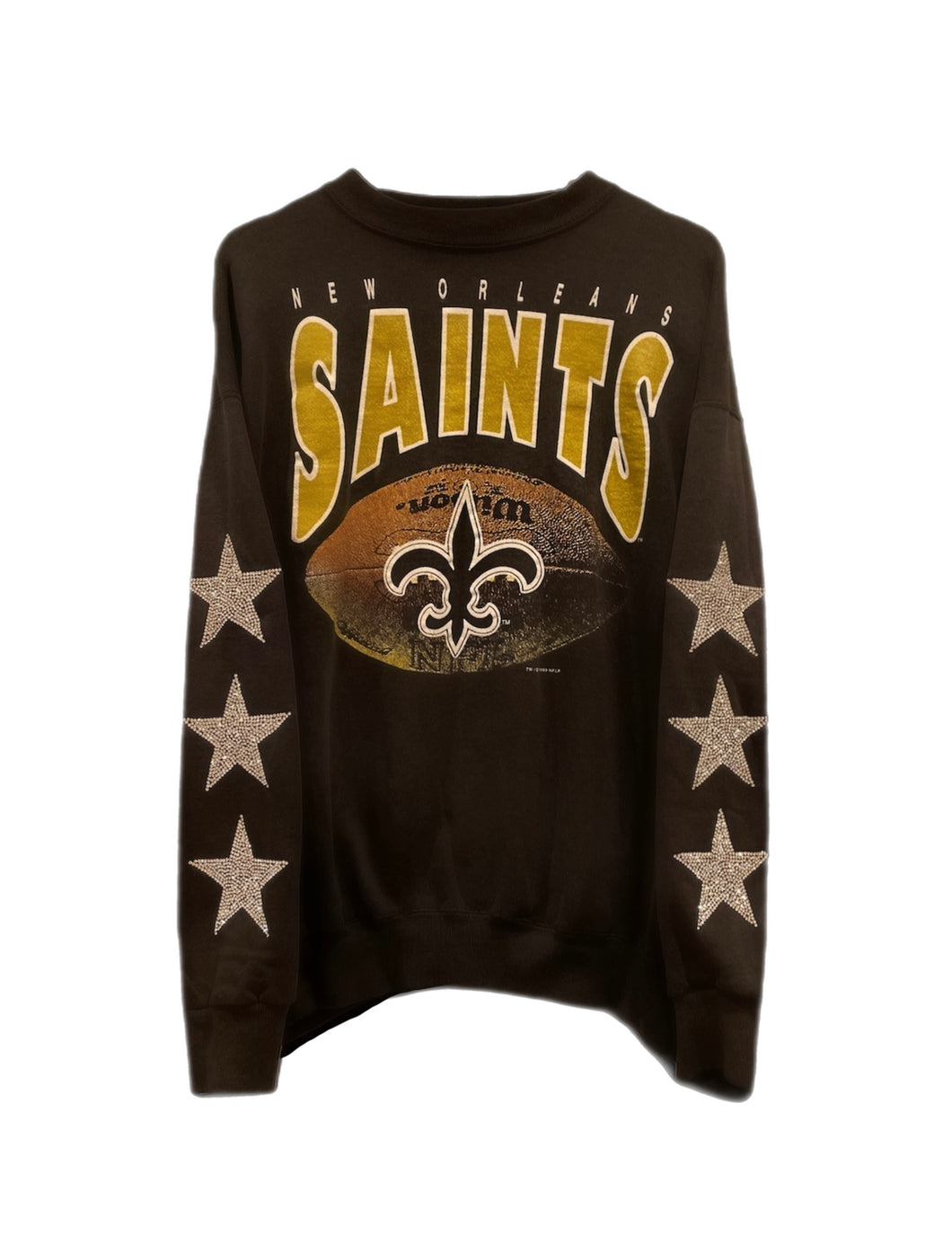 New Orleans Saints, NFL One of a KIND Vintage Sweatshirt with Three Crystal Star Design