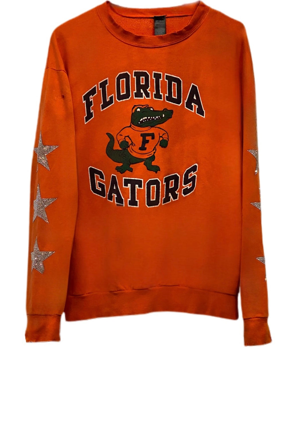 University of Florida, One of a KIND Vintage UF Gator Sweatshirt with Three Crystal Star Design