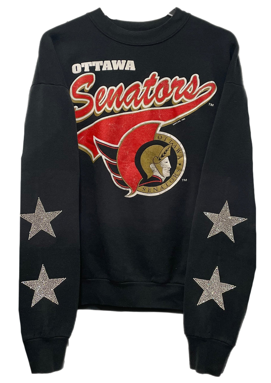 Ottawa Senators, Hockey One of a KIND Vintage Sweatshirt with Crystal Stars Design