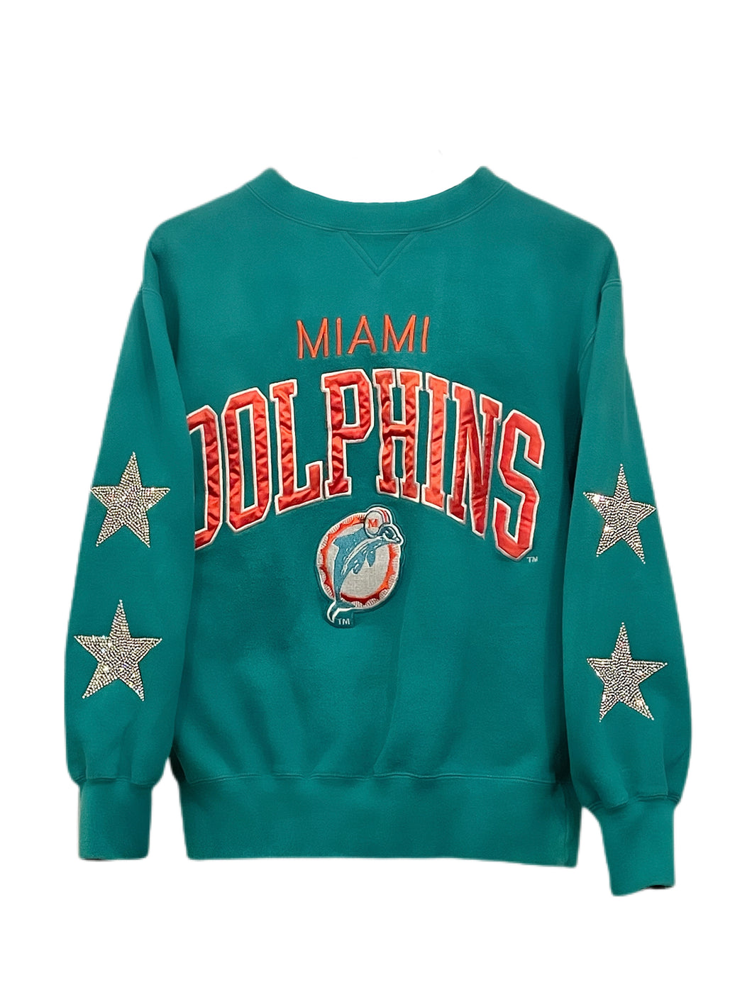 Miami Dolphins, Football One of a KIND Vintage Sweatshirt with Crystal Star Design